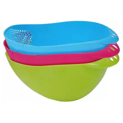 Virgin Rice Bowl Durable Plastic Strainer, Water Strainer | Vegetable & Fruits Washing Bowl