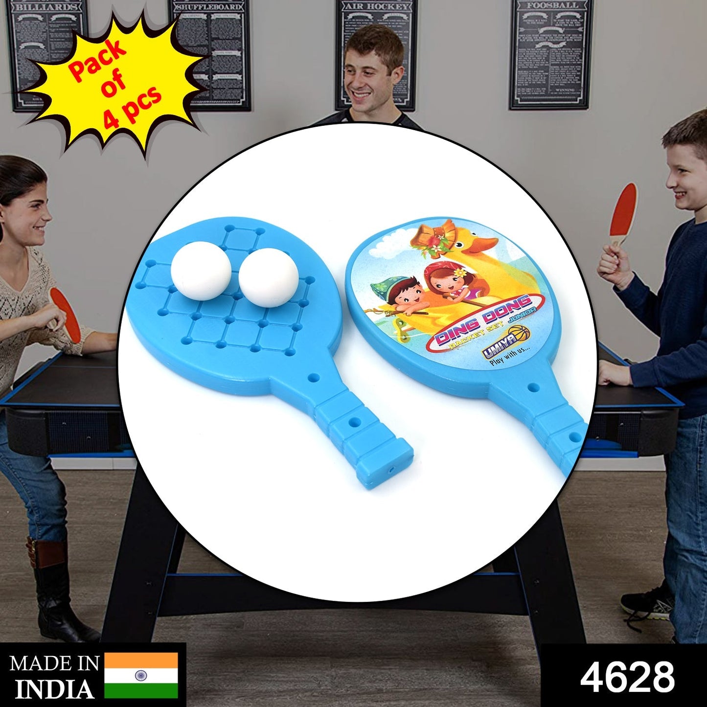 4628 Racket Set with Ball for Kids Plastic Table Tennis Set for Kids 