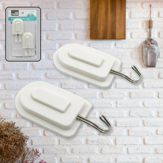 Multipurpose Strong Hook Self-Adhesive hooks for wall Heavy Duty Hook, Sticky Hook Household For Home, Decorative Hooks, Bathroom & All Type Wall Use Hook, Suitable for Bathroom, Kitchen, Office (2 Pc Set)