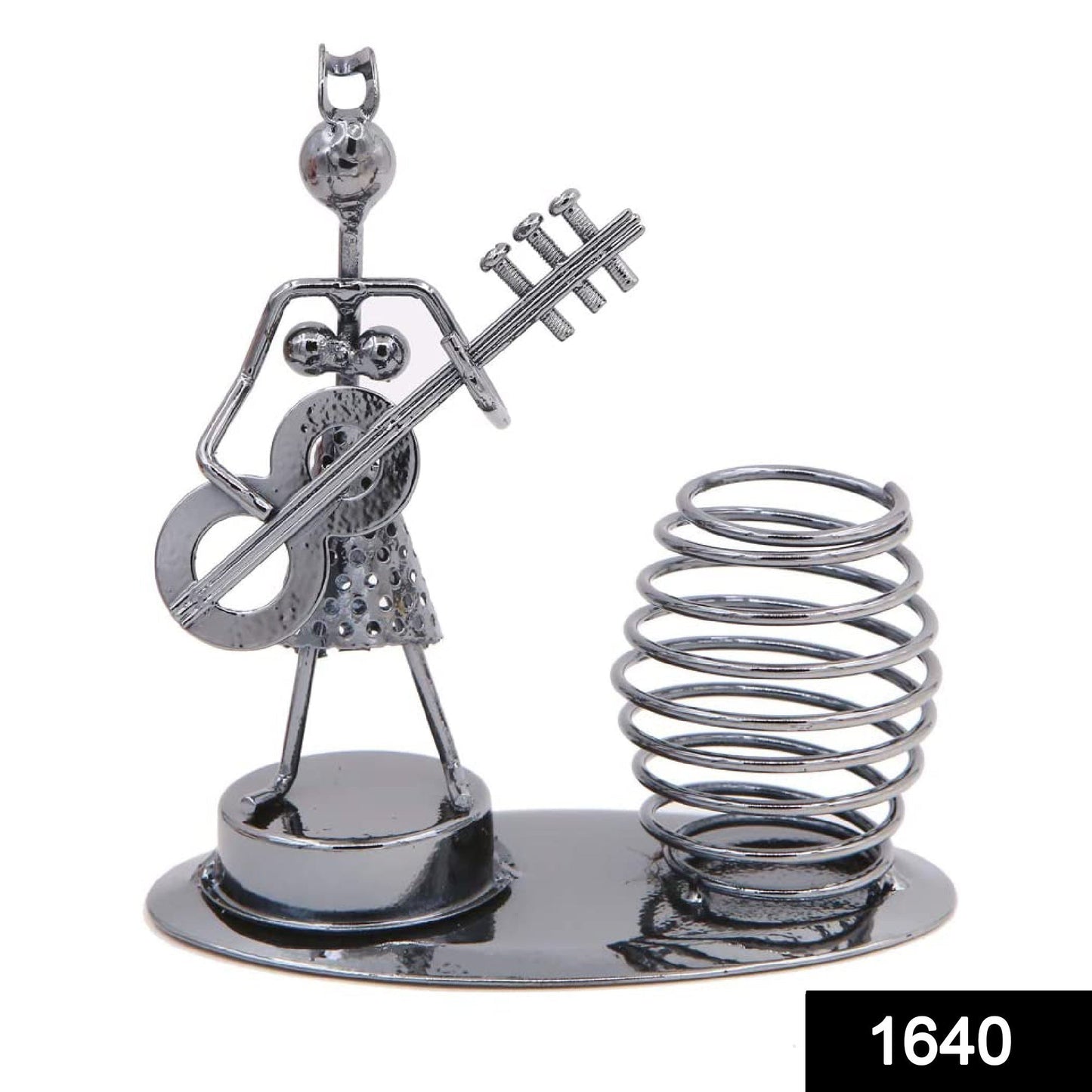 1640 Girl Musician Playing Bass Guitar Pen Stand Showpiece 