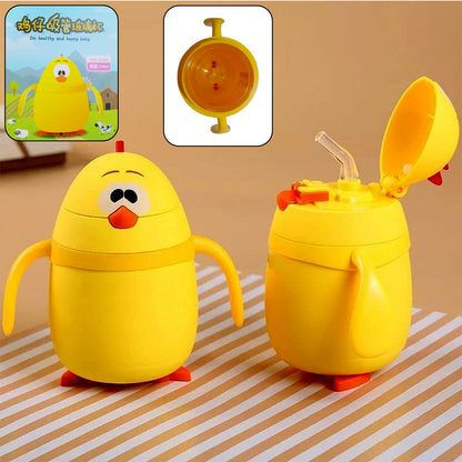 Cute Duck Shape Milk Bottle With Adjustable Strap / Water & Juice Bottle For Kids / Thermos Bottle Outdoor Sport Glass water bottle, leakproof BPA-free for travel cold and hot water glass water bottle - 248ML