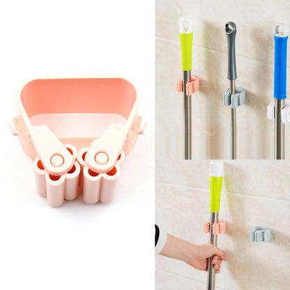 Broom Holder Wall Mounted, Mop and Broom Holder Broom Organizer Grip Clips, No Drilling, Wall Mounted Storage Rack Storage &amp; Organization for Kitchen, Bathroom, Garden (1 Pc)