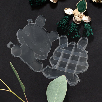 Transparent Cartoon Bear Clear Plastic Storage Box Jewelry Organizer Holder Cabinets For Small objects (1 Pc Mix Color)