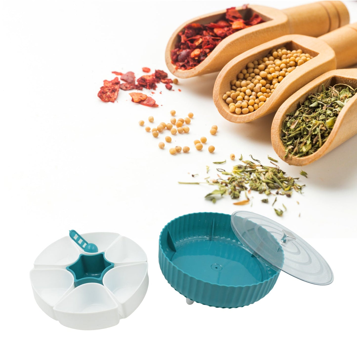 Dry Fruit & Snack Organizer: 360° Revolving Box (7 Compartments, Airtight)