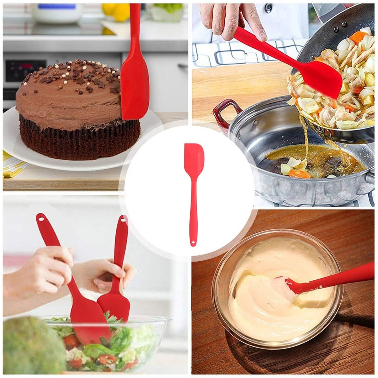 SILICONE SPATULA NON-STICK CREAM SCRAPER PRACTICAL DURABLE HOUSEHOLD CAKE BREAD RUBBER SPATULA FOR COOKING BAKING  (28cm)