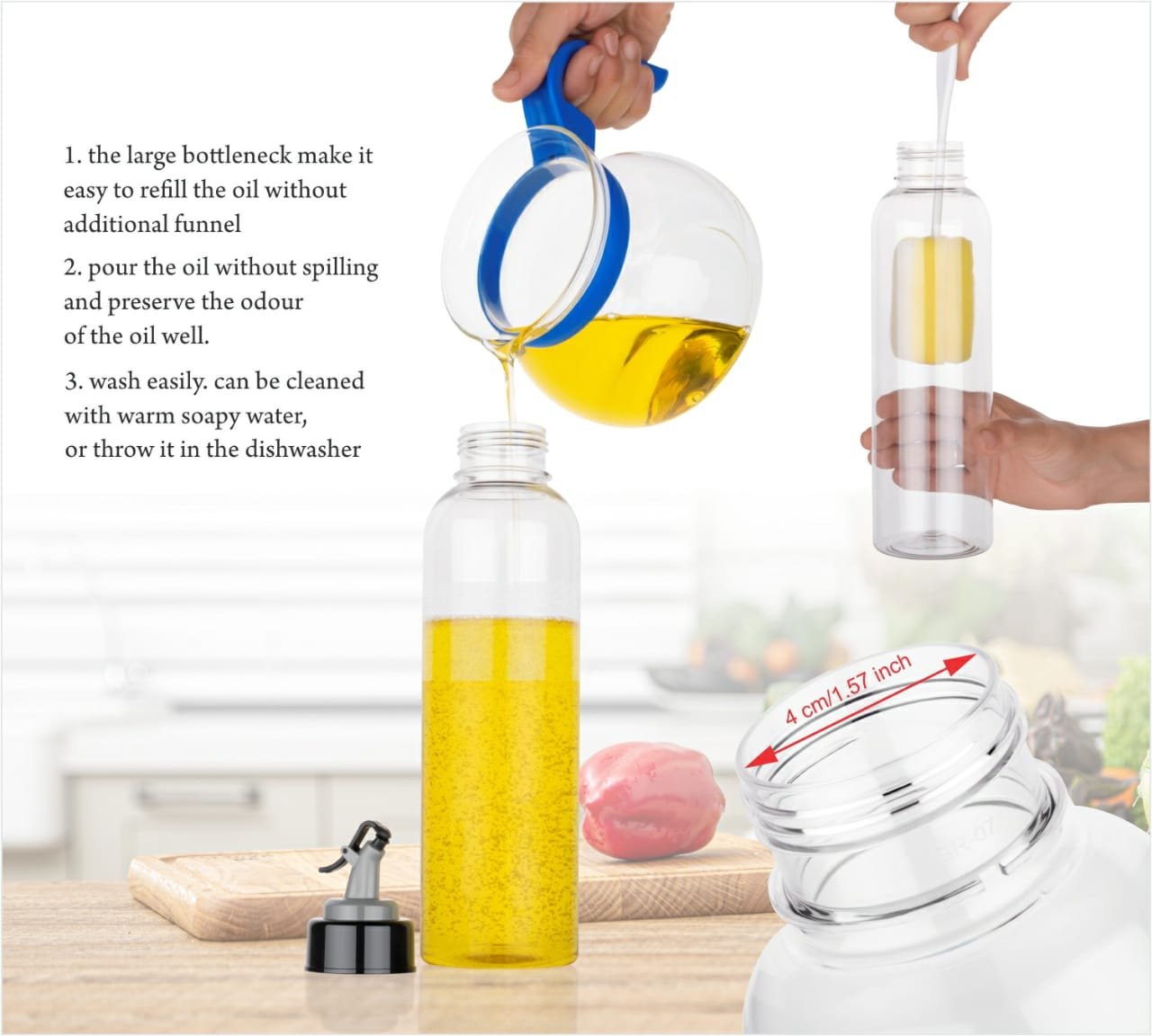 2346 Oil Dispenser Transparent Plastic Oil Bottle |  1 Liter 