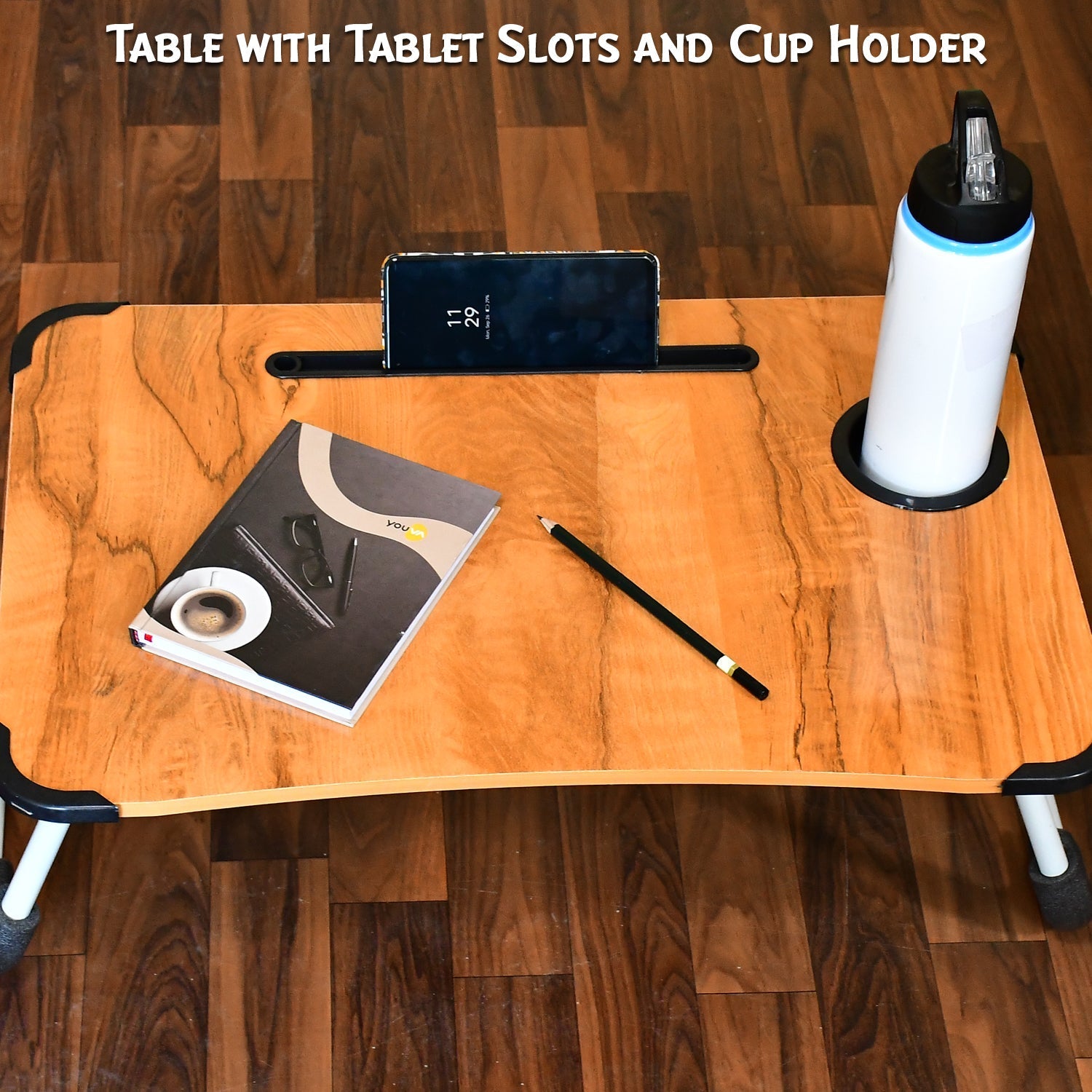 4990 Laptop Table Foldable Portable Notebook Bed Lap Desk Tray Stand Reading Holder with Coffee Cup Slot for Breakfast, Reading & Movie Watching. 