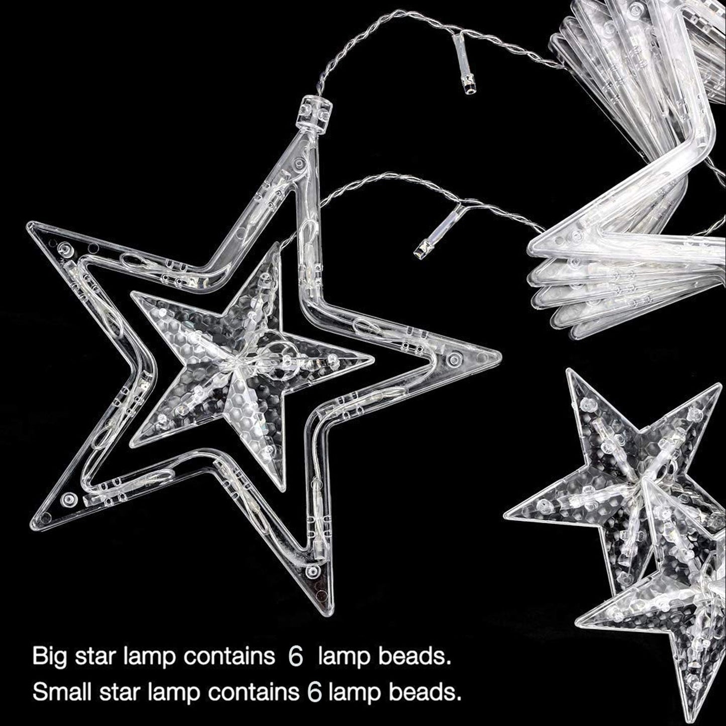 12 STARS CURTAIN STRING LIGHTS, WINDOW CURTAIN LIGHTS WITH 8 FLASHING MODES DECORATION FOR FESTIVALS