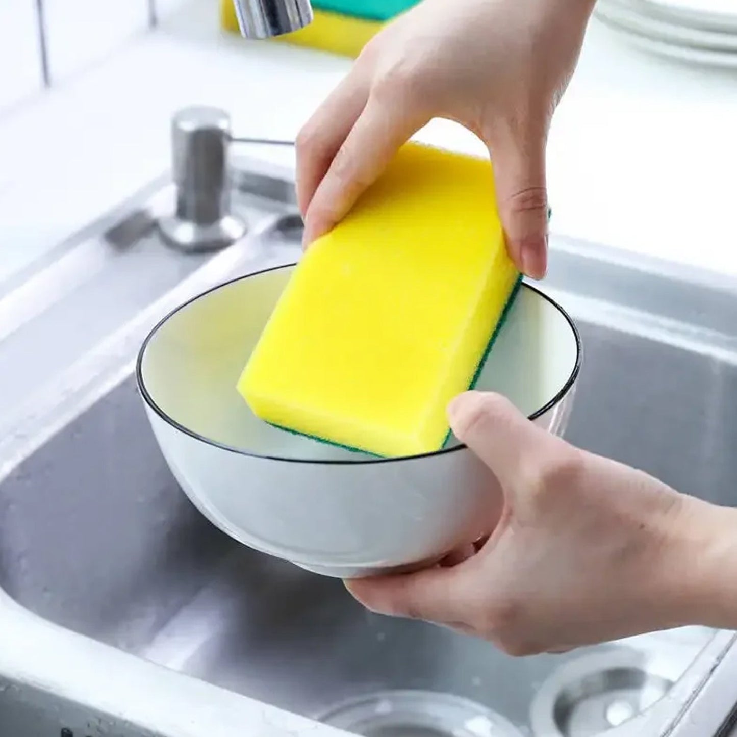 Heavy Duty Scrub Sponge, Non-Scratch Super Absorbent Cleaning Kitchen Sponges, Sponge Scourers Multi-Use for Kitchen, Bathroom, Furniture, Dishes & Steel Wash