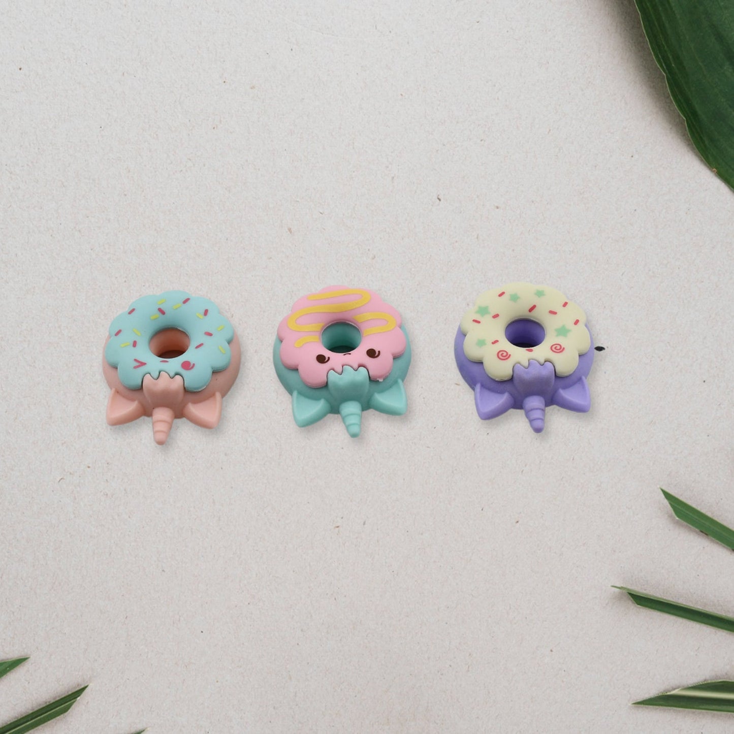 Tree Small Sized Cartoon Themed Non-Toxic Donut Erasers, School Stationery | for Kids - Boys & Girls | Birthday Gift |Return Gift (3pc Set)