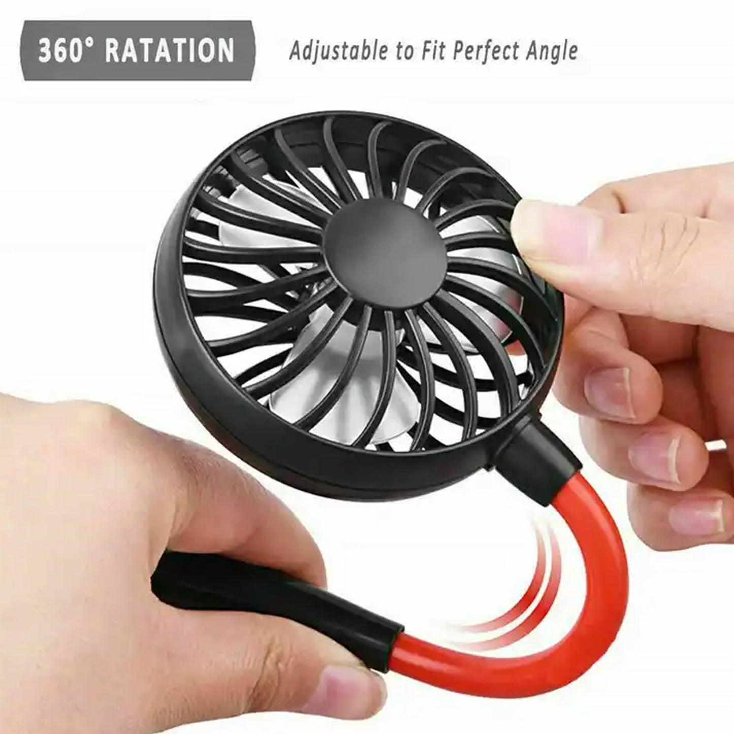 Hand Free Personal Fan - Portable USB Battery Rechargeable With Battery Comaprtment Mini Fan - Headphone Design Wearable Neckband Fan Necklance Fan Cooler Fan for Home, Sport, Camping, Beach, Travel, Office (Battery Not Included)