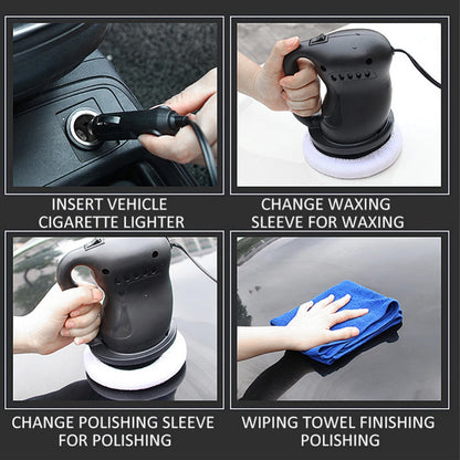 Car Polisher Machine, Waxing Machine, Auto Electric Buffer Waxer, Portable Polishing Buffing Waxing Sander Machine Kit Set with 2 Pads for Car Detailing Polishing and Waxing, Portable for Home for Outdoor