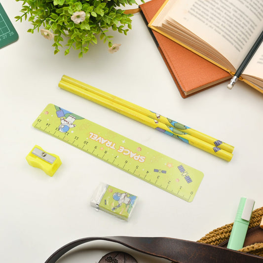 Wooden Pencil Set (5 Pc): School Supplies, Stationery Set for Kids