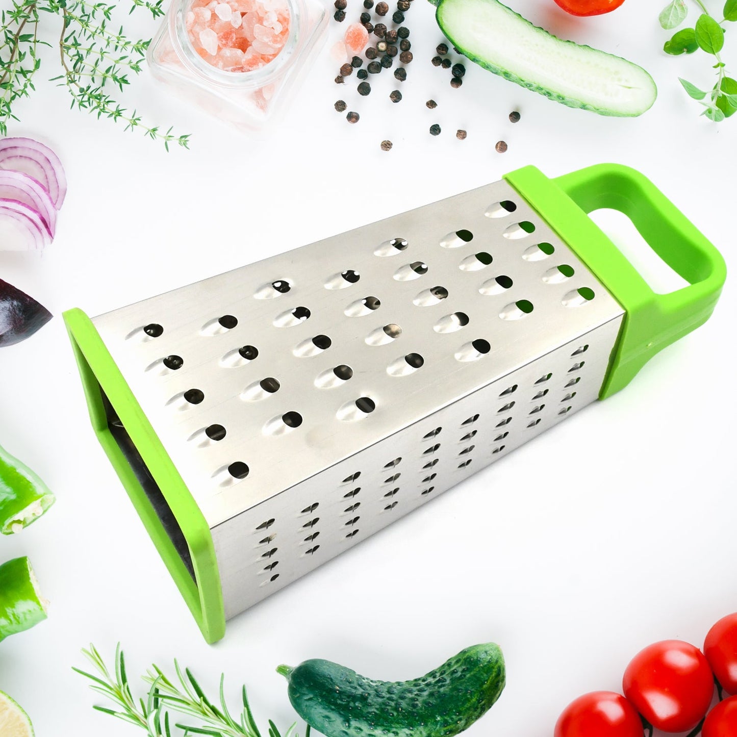 Miracle 5 In 1 Multifunctional Stainless Steel, Cheese Grater With Handle Stainless Steel Material Food Grater For Carrot, Cheese, Panner, Lemon or orange Peel and other Vegetable & Fruit  