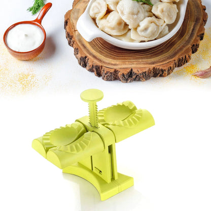 DUMPLING MAKER MOLD,DOUBLE HEAD DUMPLING MOLD WRAP TWO AT A ONE TIME,HOUSEHOLD DUMPLING MAKER MOULD,EASY-TOOL FOR MAKING DUMPLINGS,DUMPLING PRESS MOLD KITCHEN ACCESSORIES (Brown Box)