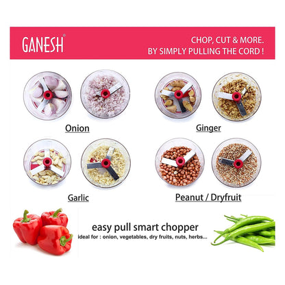 Ganesh Chopper Vegetable Cutter, Red (650 ml)