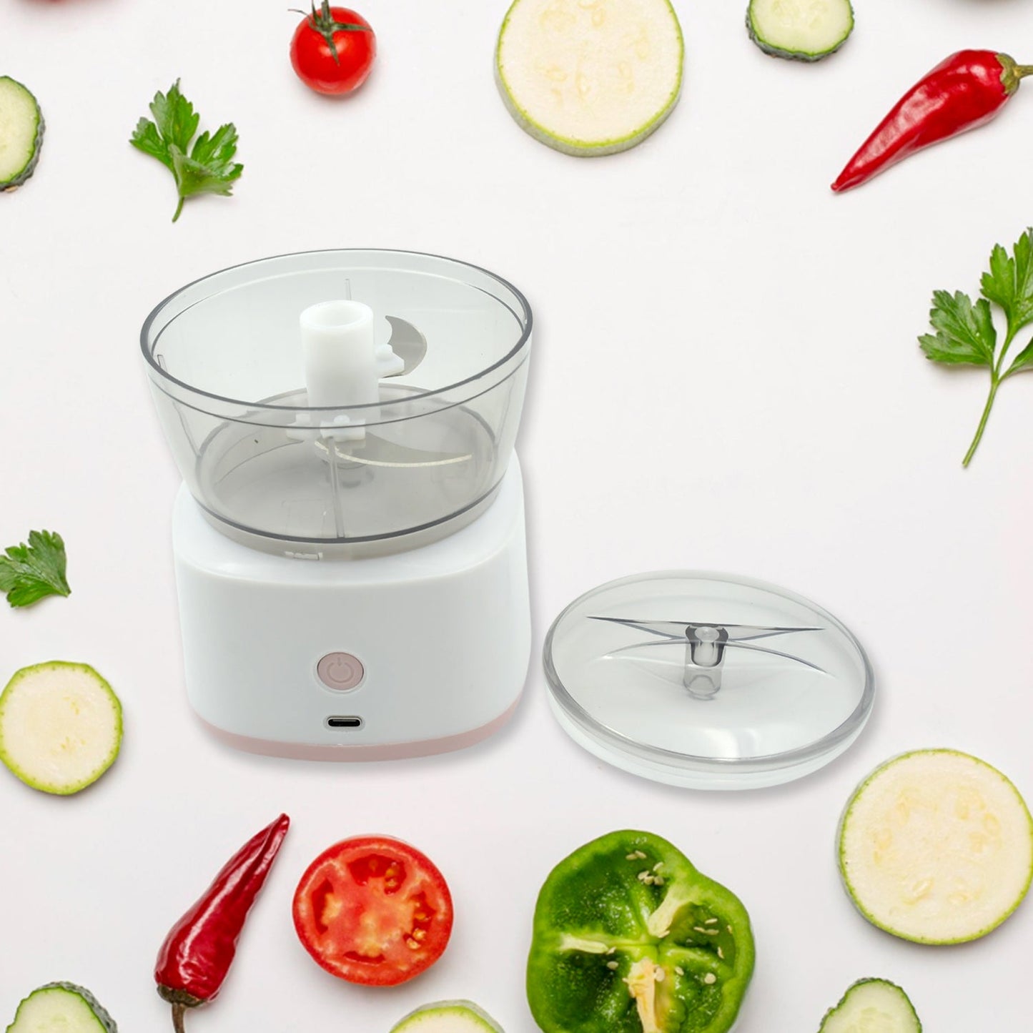 Portable Mini Food Processor Chopper Electric Veggie Chopper 3 Blades With Charching Cable Type C, Vegetable Chopper, Garlic Chopper Food Grinder for Chopping Ginger, Pepper Chili, Onion, Fruit, Meat