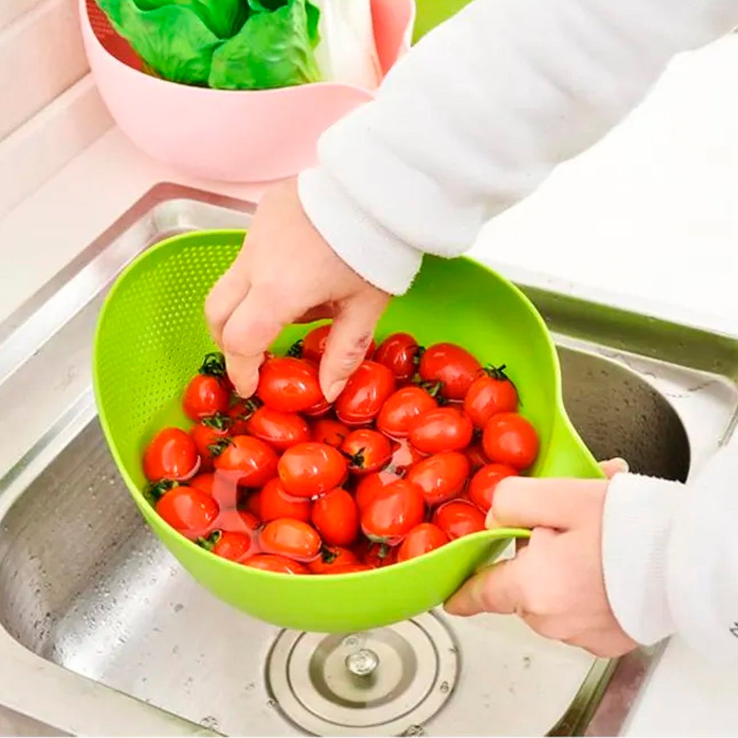 Rice Bowl Thick Drain Basket with Handle