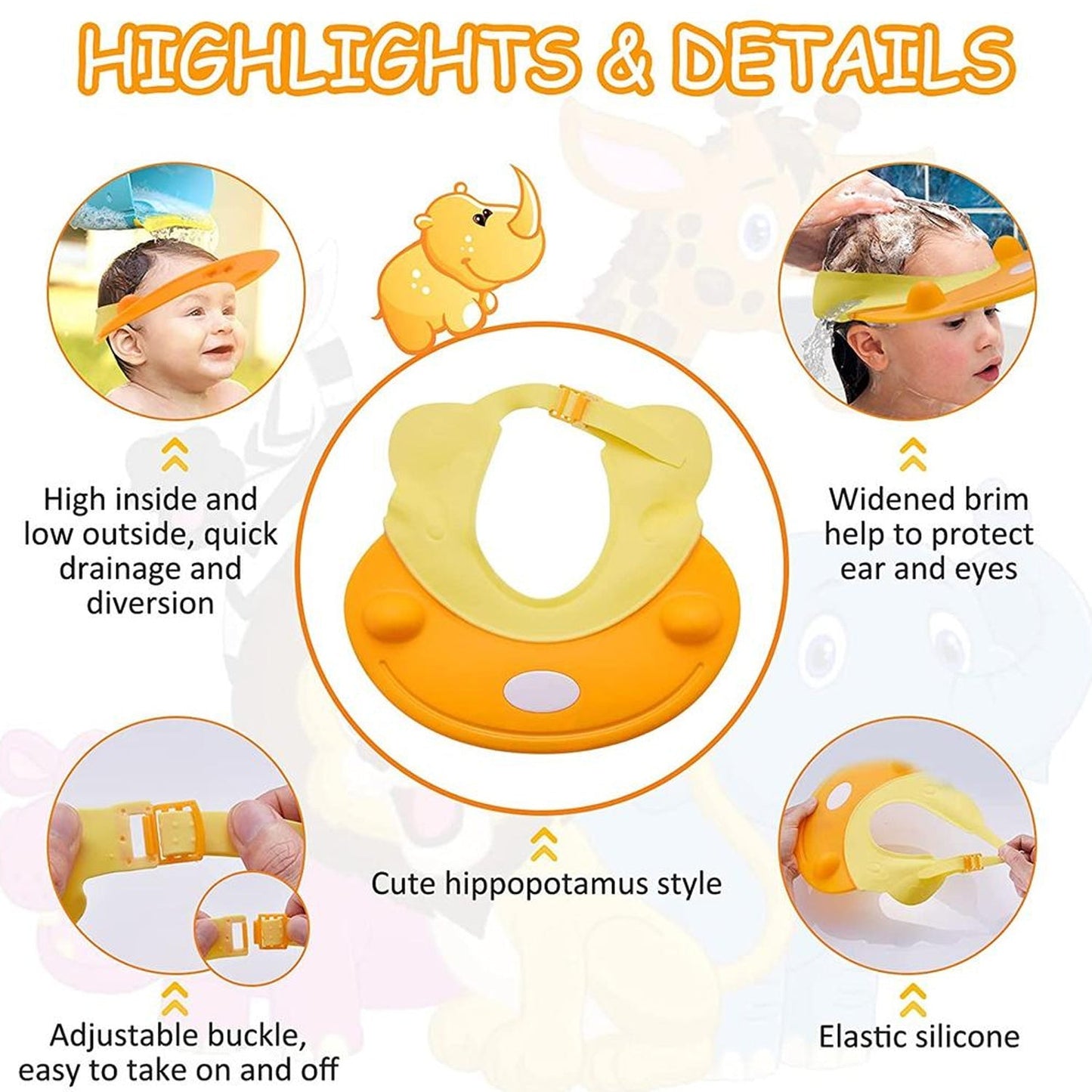 Silicone Baby Shower Cap Bathing Baby Wash Hair Eye Ear Protector Hat for New Born Infants babies Baby Bath Cap Shower Protection For Eyes And Ear.