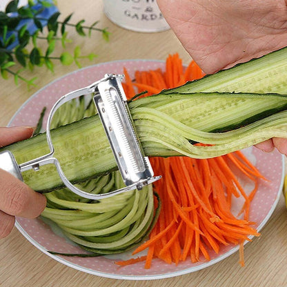 Multi-Function 2 in 1 Potato Peeler and Julienne Cutter, Stainless Steel Potato Peeler, grated Carrot, grated, Suitable for Peeling and shredding Fruit and Vegetables Kitchen Accessories (1 Pc)