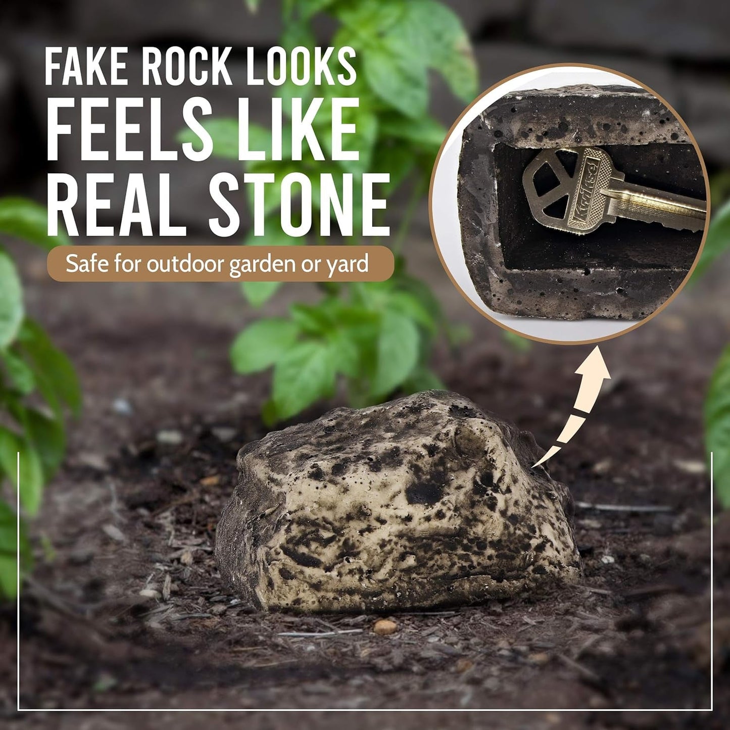 Hide a Key Outside Rock Looks Like a Real Rock - Weatherproof Rock Key Perfect for Emergencies - Fake Rock Key Hider Outside Decorative (1 Pc)