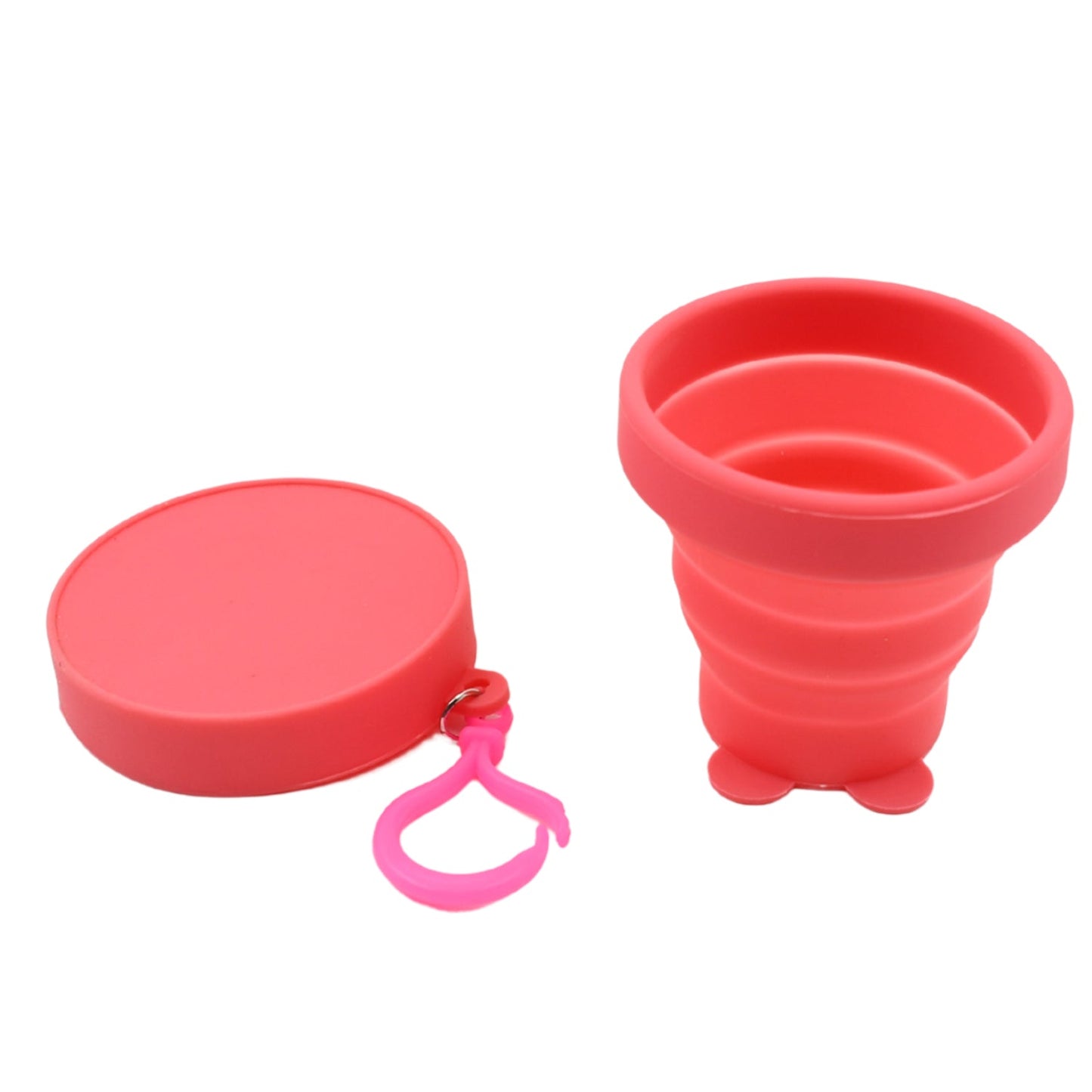 Reusable Folding Silicone Tumbler / Glass / Cup, Folding Cups with Reusable Lid, Silicone Folding Cup with Clip Hook Folding Travel Cup Bag for Travel, Camping, Sports (1 Pc)