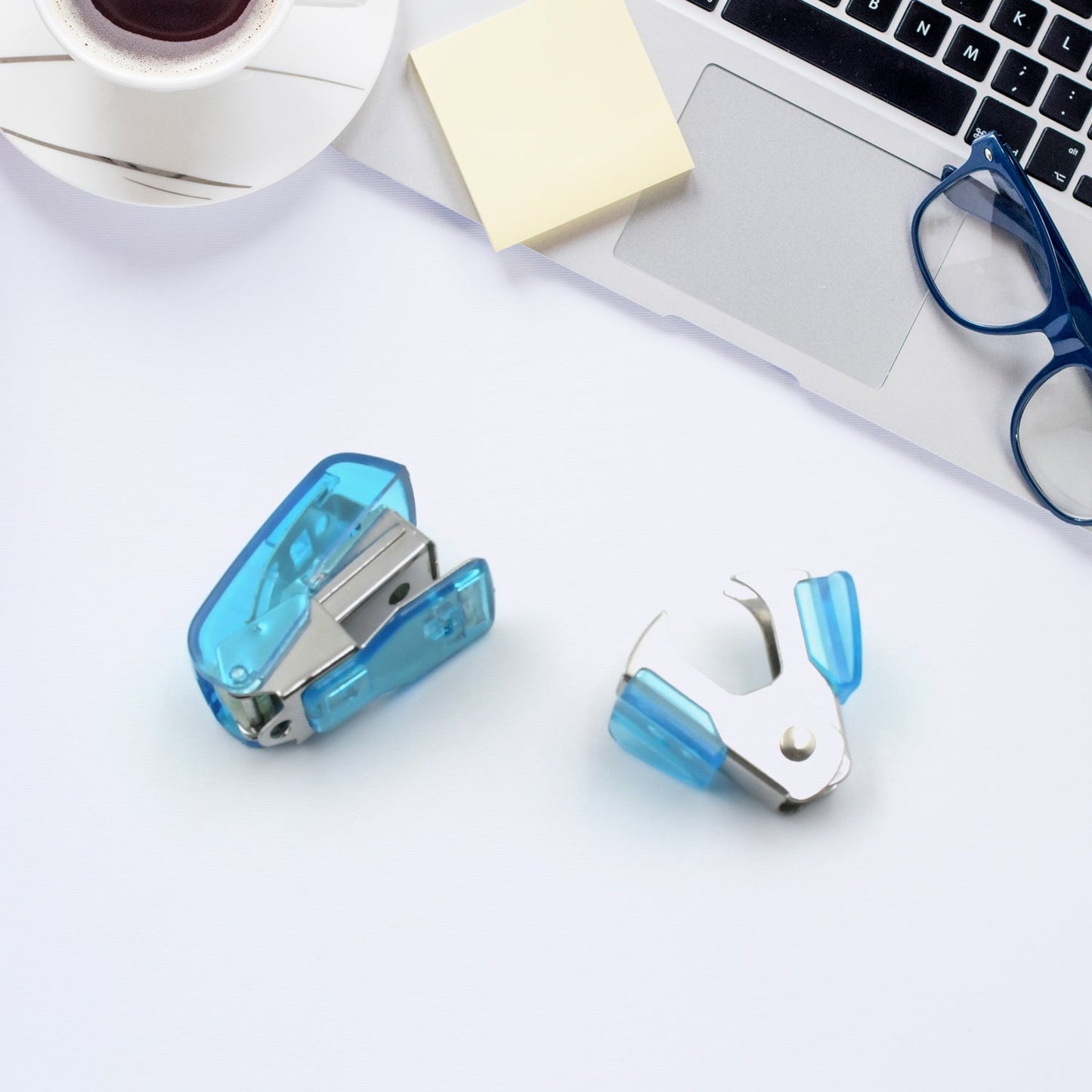 Mini Office Stationery Set -  Stapler, Scissors, Paper Clips, Tape Dispenser, Transparent Tape, And Staples