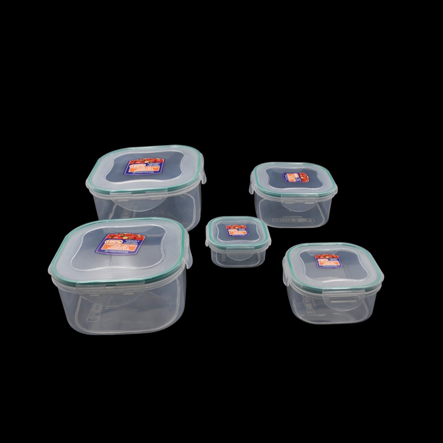 Kitchen Containers Set, Fridge Storage Boxes, Plastic Containers for Kitchen Organizer, Kitchen Accessories Items for Storage Organizer, Snap-Seal (lunch box/storage organizer) (5 Ps Set)