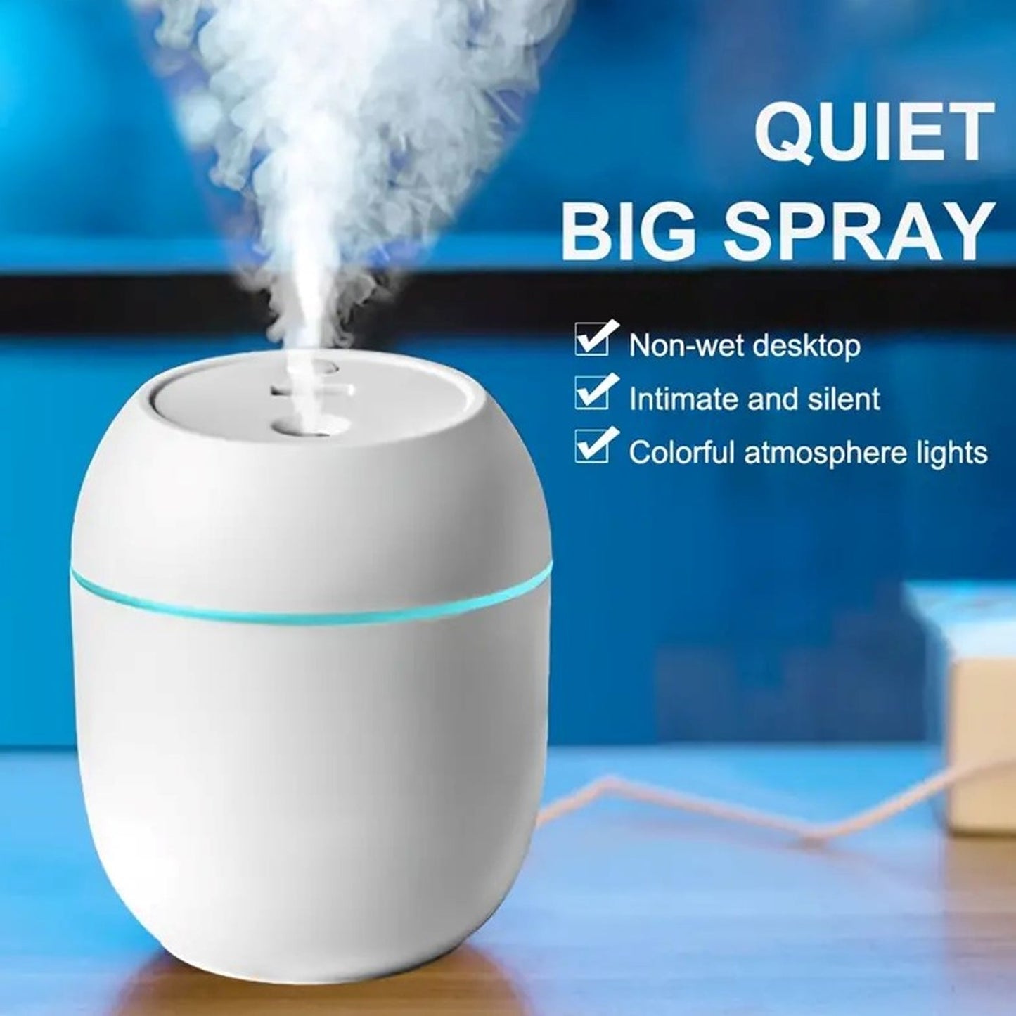 Portable Lighting Mini Humidifier, USB Personal Desktop Air Humidifier for Baby Bedroom Travel Office Home with Light, Cool Mist Humidifier, Essential Oil Diffusers, Cool Mist Humidifiers (250 ML)