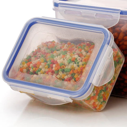 Classics Rectangular Plastic Airtight Food Storage Containers with Leak Proof Locking Lid Storage container set of 3 Pc( Approx Capacity 500ml,1000ml,1500ml, Transparent)