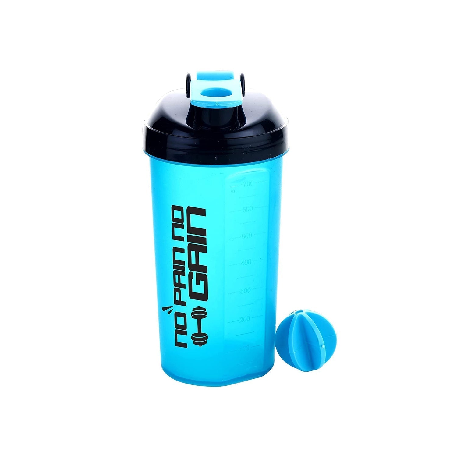 4879 700ml Protein Shaker Bottle with Powder Storage 3-Compartment Gym Shake Blender 