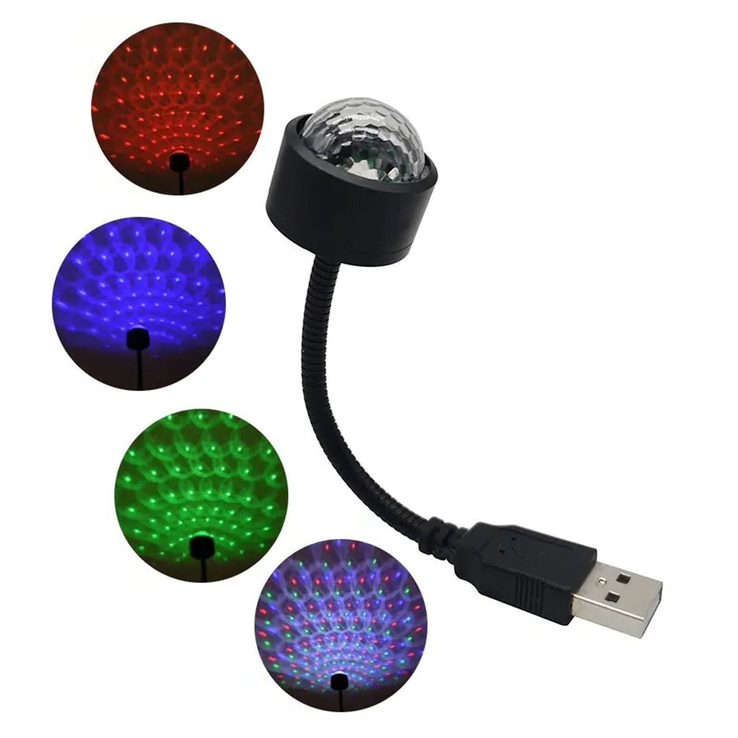 USB Star Night Light Projector and Mini Disco Ball Light, Adjustable Auto Roof Interior Car Ceiling Lights, Flexible Atmosphere Strobe Light Decorations for Bedroom Car Party Ceiling