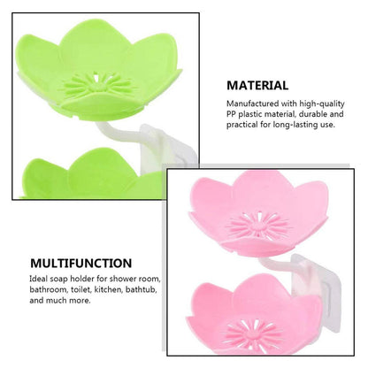 Dabble Layer Flower Self Draining Soap Dish Holder, Bathroom Shower Soap Holder Dish Storage Plate Tray for Bathroom, Kitchen, Bathtub