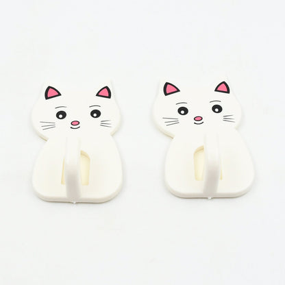 Cute Cat Wall Mounted Hook, Heavy&nbsp;Duty Hook, Sticky Hook Household, For Home, All Type Wall Use Hook, Suitable for Bathroom, Kitchen, Office (2 Pc Set)