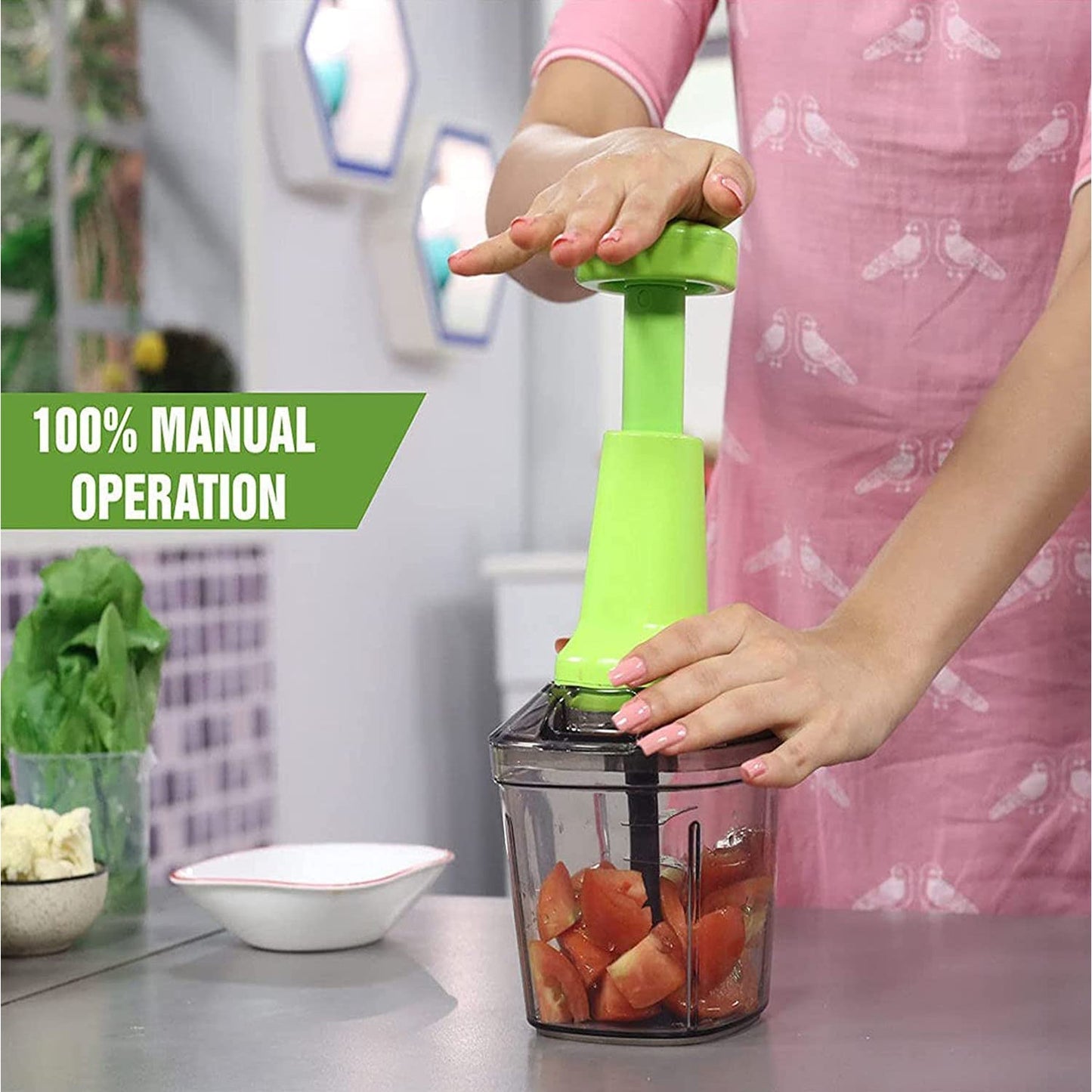 2749 Push N Chop 1100 ML used for chopping and cutting of types of vegetables and fruits easily without any difficulty and it can be used in all kinds of household and official kitchen places etc. 