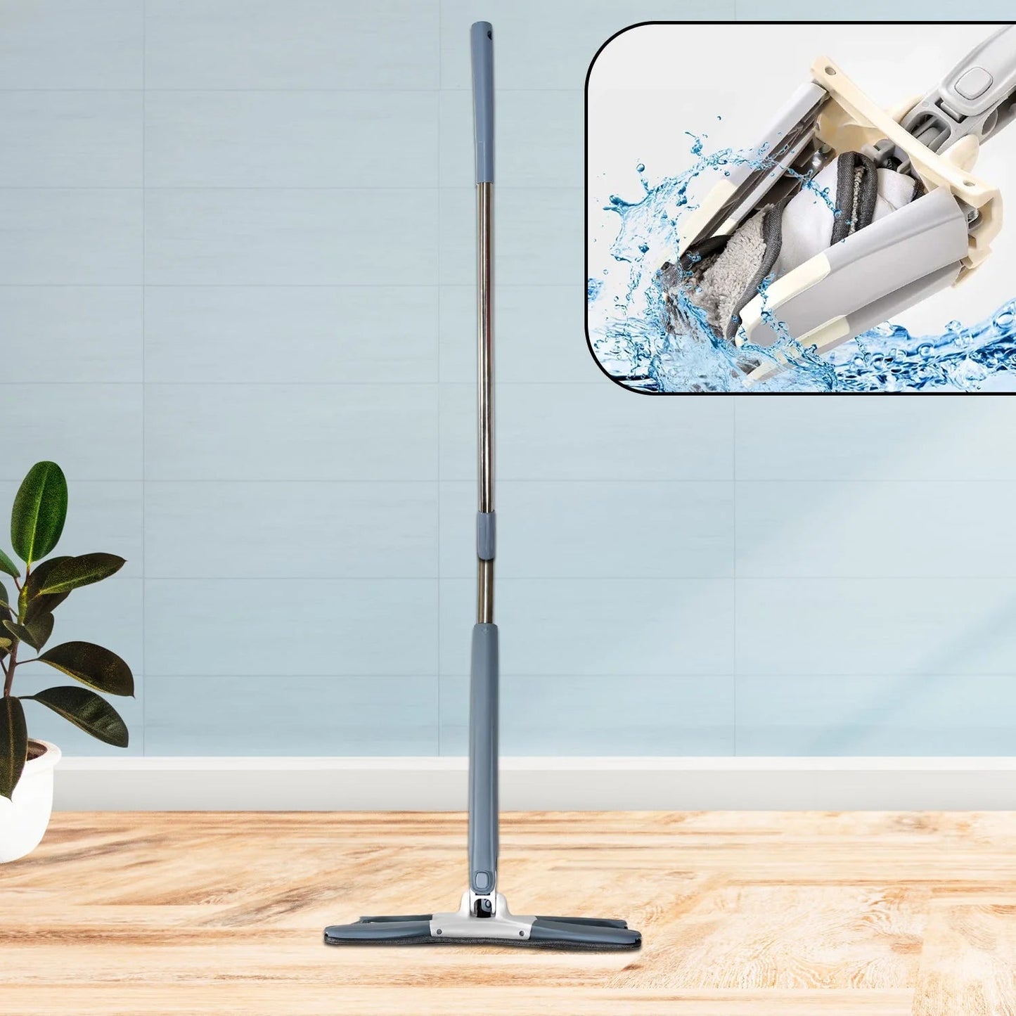 Adjustable 360° Flat Hand Mop: Floors, Walls, Ceilings (Easy Squeeze)