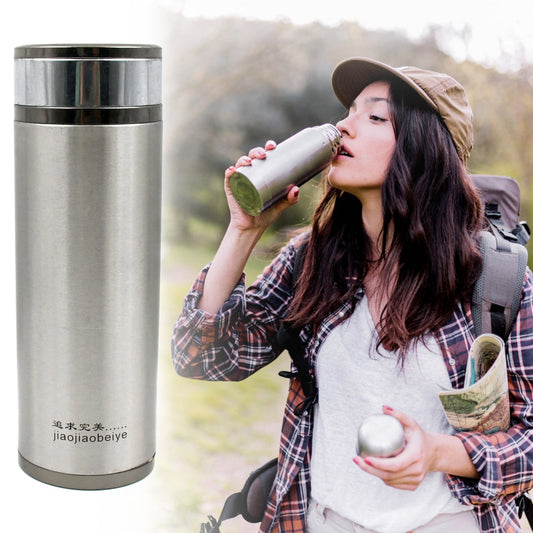 Stainless Steel Vacuum Flask Water Bottle Stainless Steel Drinking Bottle 100% Leak-Proof Insulated Mug Double-Walled - Ultralight Thermos Flask for Office, Sports, Outdoor Kettle, Travel (380 ML)