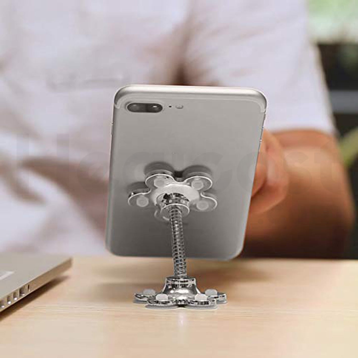 0637A Phone Holder, 360°Rotatable Phone Stand Multi-Function Double-Sided Suction Cup Mobile Phone Holder 