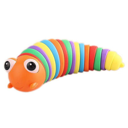 3D Rainbow Color Plastic Slug Fidget Toys, Stress Relieving Toy, Sensory Slug Toy for Boys and Girls, Finger slug Toy, for Autistic, Caterpillar Fidget Toys Stress Relief Gifts for Toddlers Kids Adults  (1 Pc)