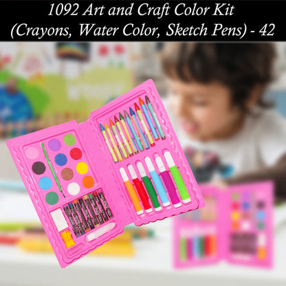 1092 Art and Craft Color Kit (Crayons, Water Color, Sketch Pens) - 42 Pcs 