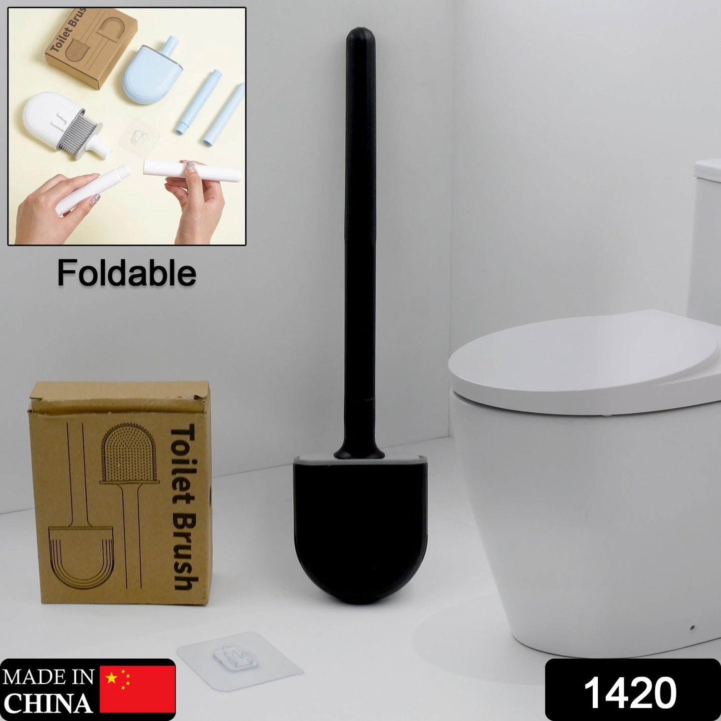 Silicone Toilet Brush with Holder Stand for Bathroom Cleaning