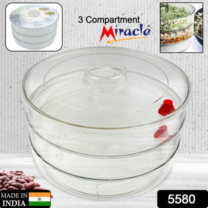 Miracle Plastic Healthy Hygienic Sprout Maker with 3 Compartments for Home, Kitchen (1 Pc)