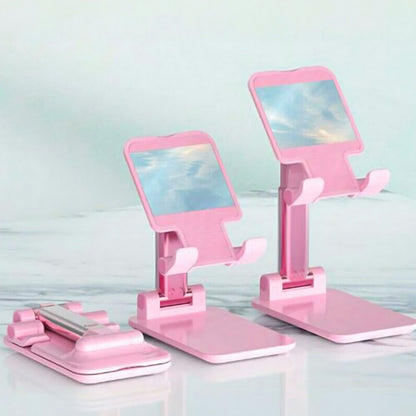 DESKTOP CELL PHONE STAND PHONE HOLDER WITH MIRROR FULL 3-WAY ADJUSTABLE PHONE STAND FOR DESK HEIGHT + ANGLES PERFECT AS DESK ORGANIZERS AND ACCESSORIES