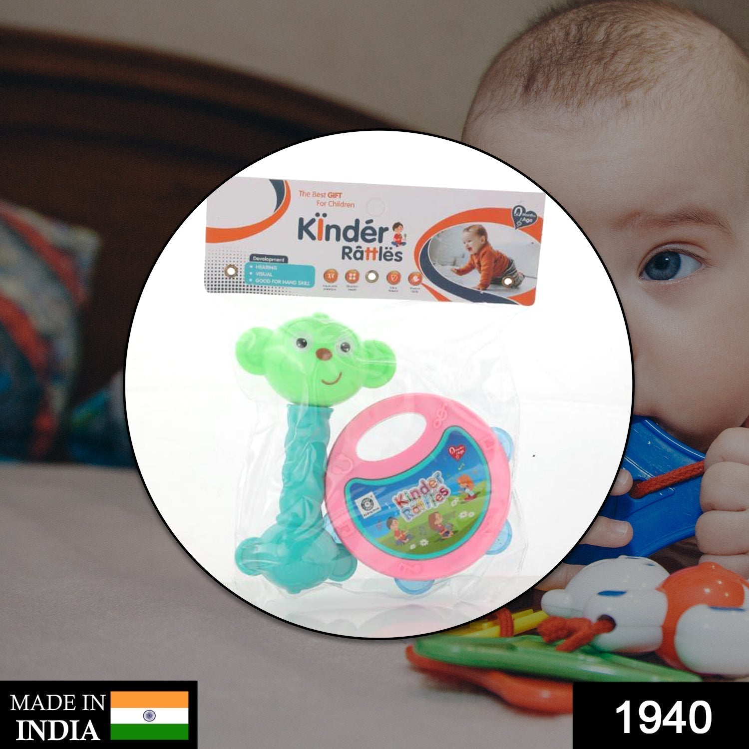 1940 AT40 2Pc Rattles Baby Toy and game for kids and babies for playing and enjoying purposes. 