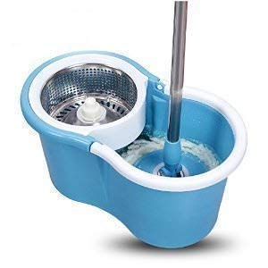 1530 Heavy Duty Microfiber Spin Mop with Plastic Bucket & Rotating Steel Pole Head 