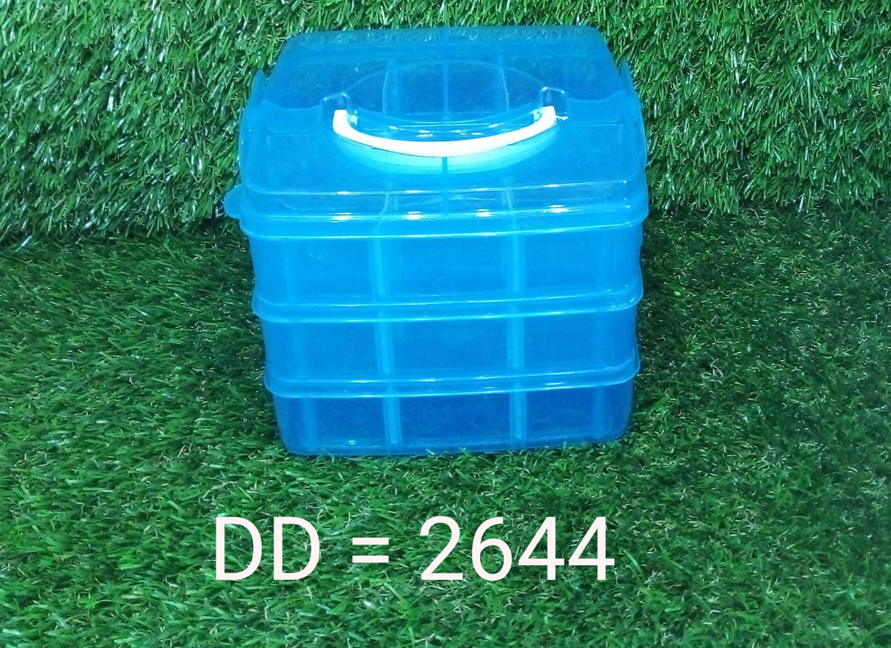 2644 3-Tier 18 Sections Transparent Stackable Adjustable Compartment Slot Plastic Craft Storage Box 