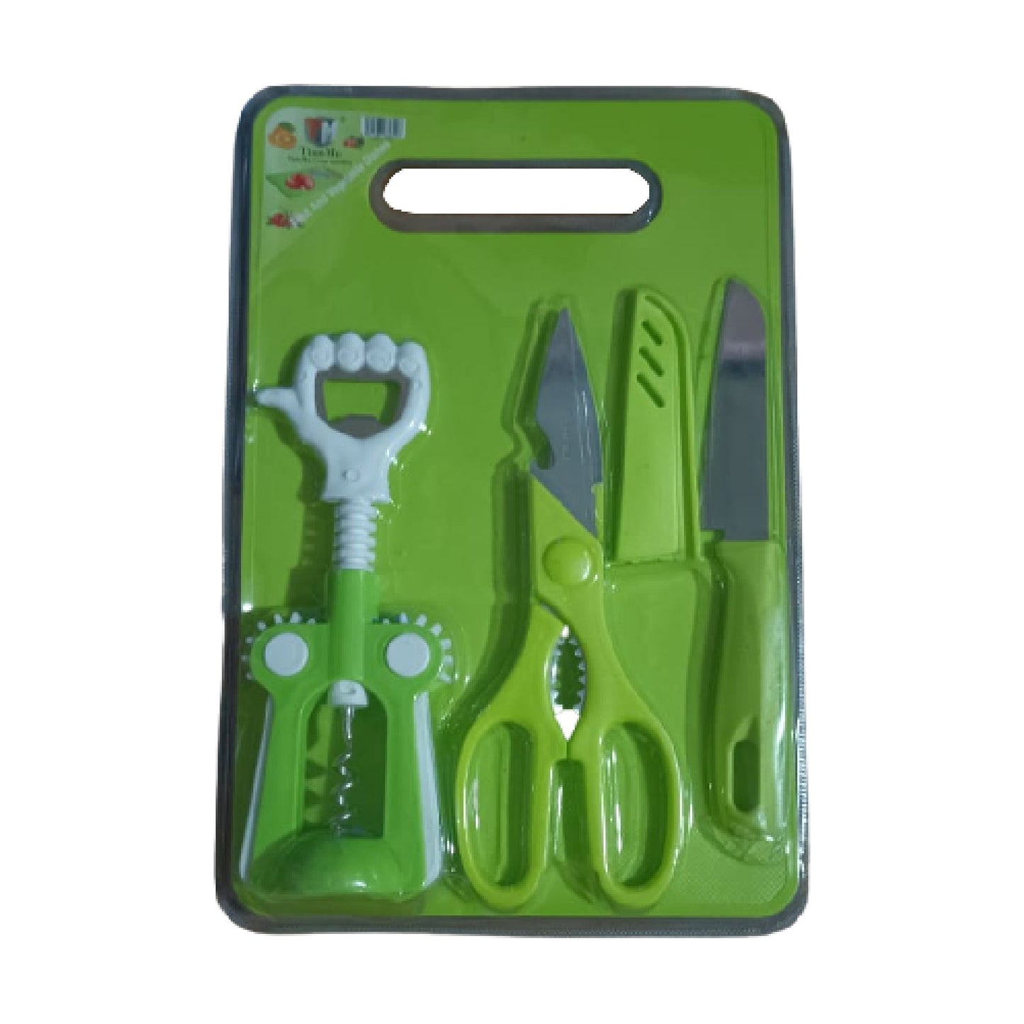 Plastic Chopping Board with Knife Set and Scissor And Wine Stainless Steel And Plastic Kitchen item Multipurpose cutting vegetables