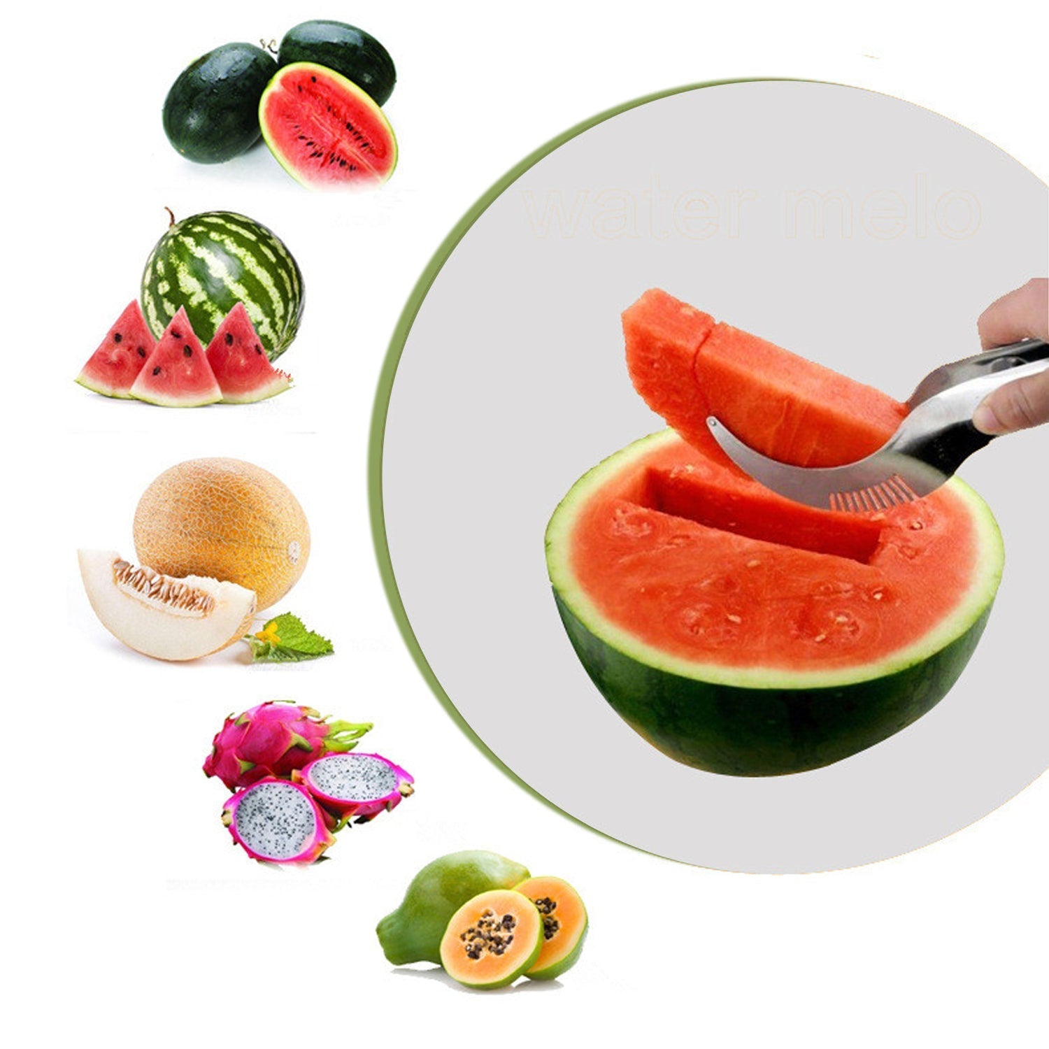 2981 Watermelon Cantaloupe Slicer Stainless Steel Knife Corer Fruit Vegetable - Tools Kitchen Gadgets Melon Slicer Cutter Melon Fruit 