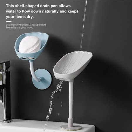 Soap Dish Wall Mounted Soap Dish No-Drilling Soap Holder Self Draining Waterfall Soap Tray Bar Soap Holder for Shower / Bathroom Soap Holder for Shower Adjustable Removable Soap Holder