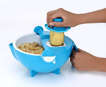 2214 Multifunctional Vegetable Fruits Cutter Shredder with Rotating Drain Basket 